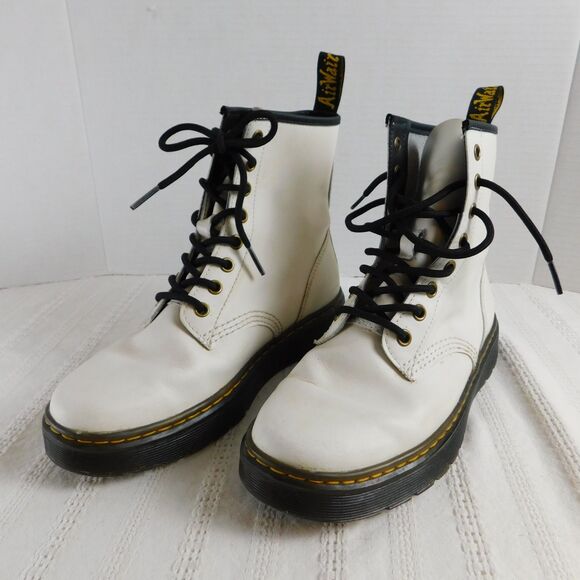 Dr. Martens Women's Zavala US7 White Leather Lace Up Ankle Combat Boots AW004 - Picture 9 of 15